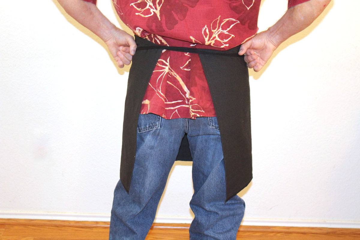 Black Half Gathering Apron back Black Half Gathering Apron back