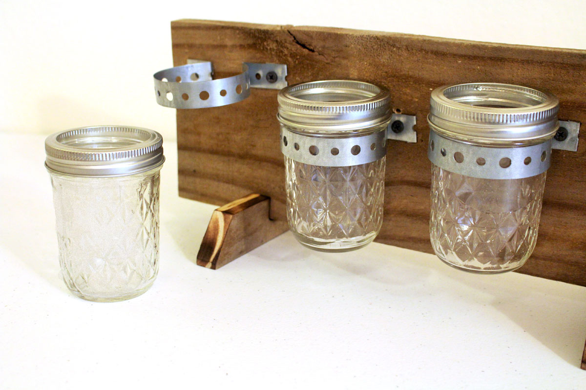 Horizontal Mason Jar Organizer jar removed