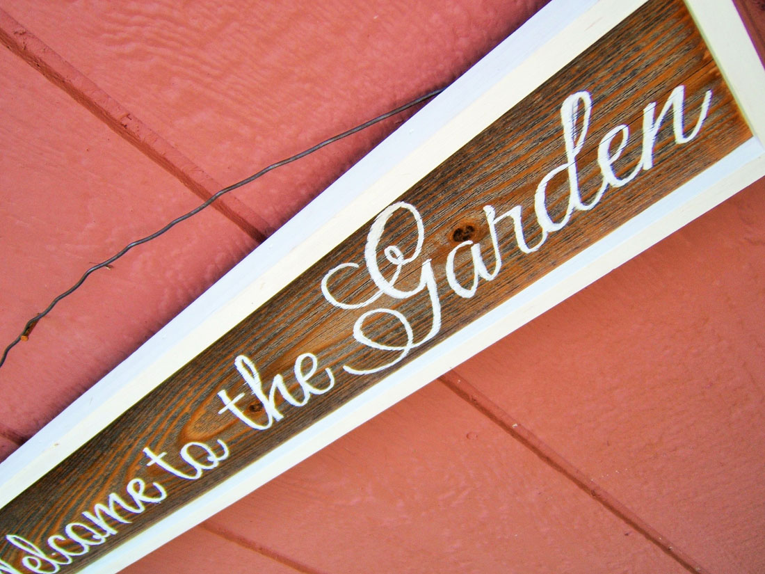 welcome to the garden wood white frame right