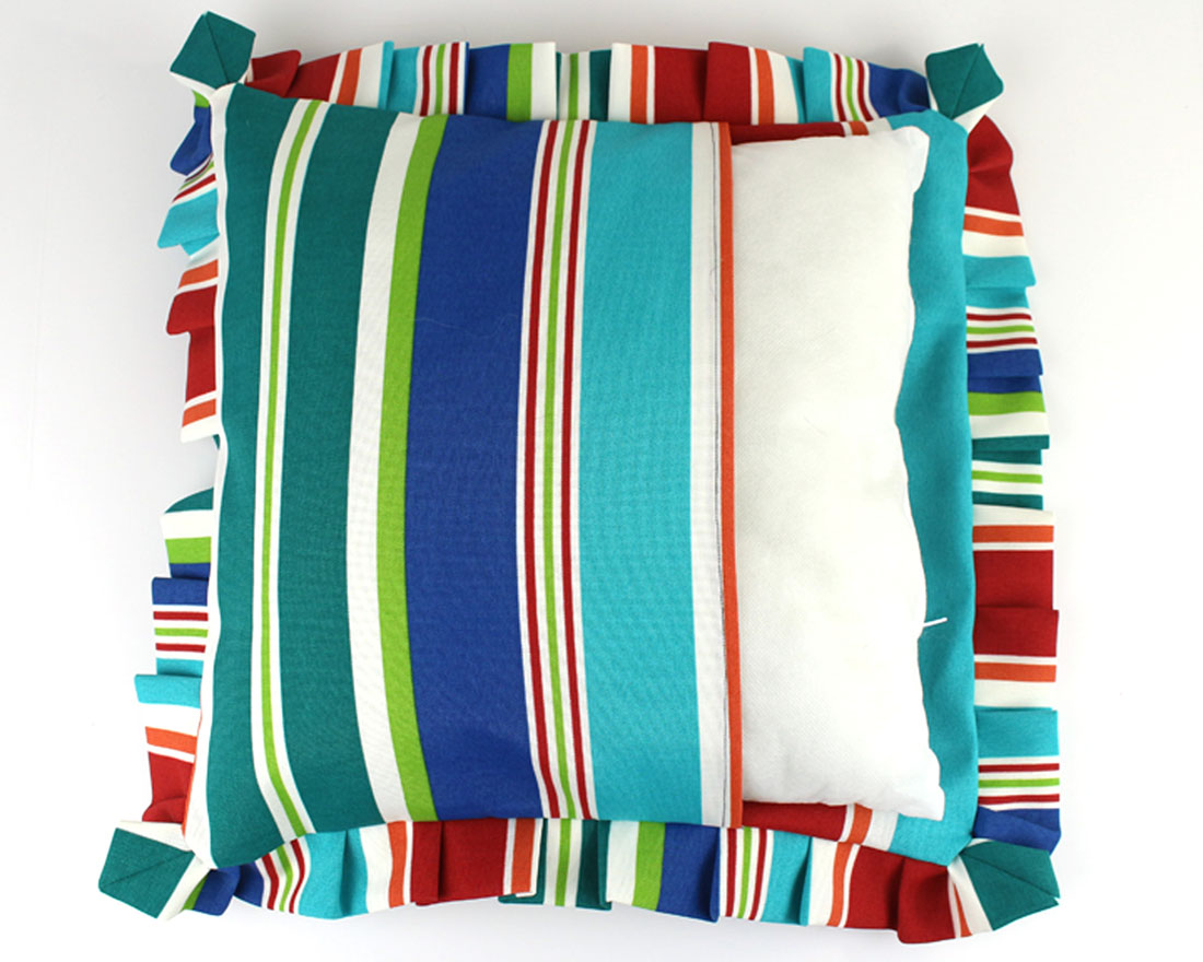 pillow stripe ruffle back w pillow showing